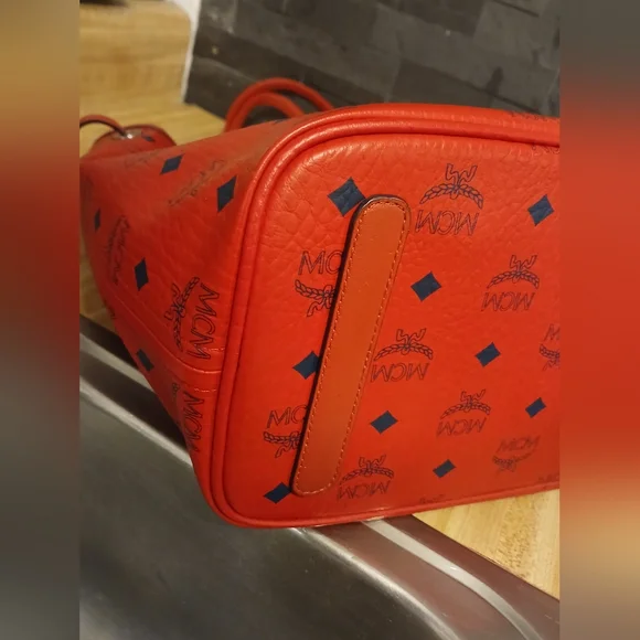MCM Authentic Red & Black Tote Like New  (Stunning) - Picture 11 of 12